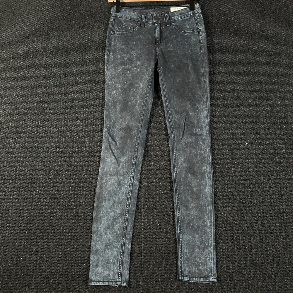 Rag Bone‎ Legging Skinny Jeans Women's 25 Acid Wash Denim Blue Black